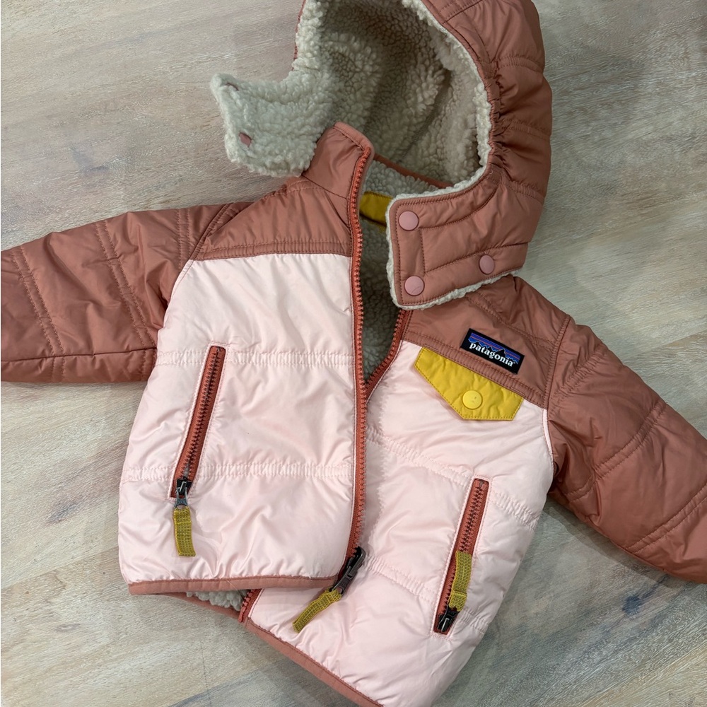 Patagonia Kids Two-Tone Pink & Dusty Rose Insulated Hooded Puffer